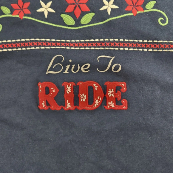 Alp n Rock Live to Ride floral Embroidered 3/4  Sleeve Top NWT - Picture 12 of 13